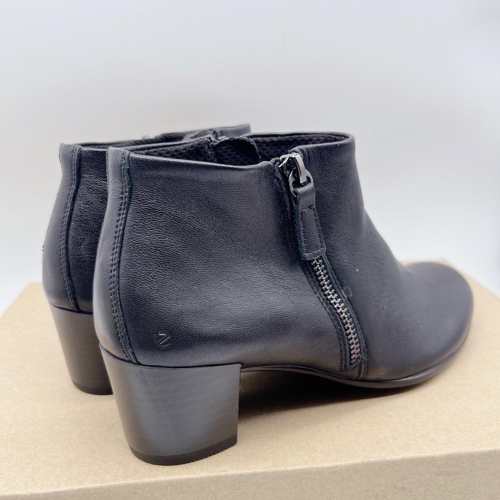 ECCO Shape M 35 Women's Ankle Boots Heel Black Leather Side Zip EU 36 US 6 * NEW - Picture 6 of 11